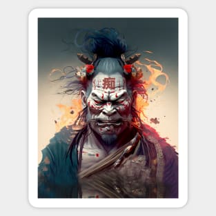 Wrath of a Samurai No. 2: Oni Transformation  -- Perturbed Samurai with the word for "Idiot", "Stupid" in kanji (痴 [chī] ) on his forehead on a Dark Background Sticker